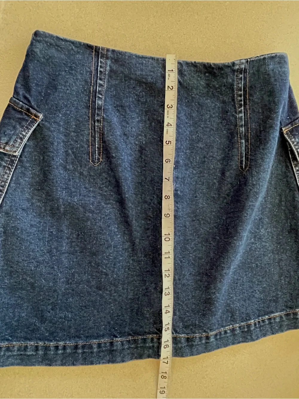 Topshop Moto Dark Blue Denim Button-Front Mini Skirt Lg Pocket Front 30